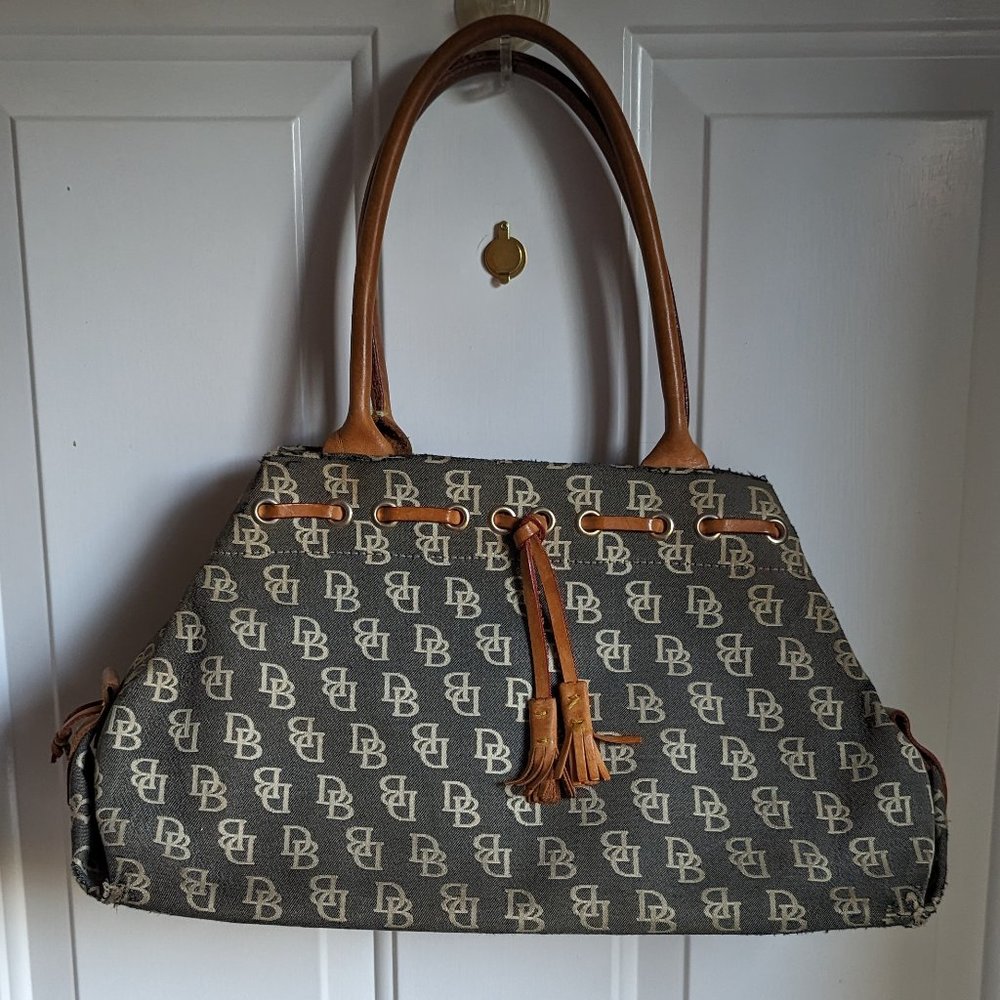 Authentic Dooney & Bourke Light Denim Blue Tassel Tote